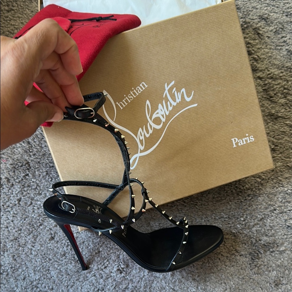 Christian Louboutin Black Stiletto Heels with Spiked Detailing